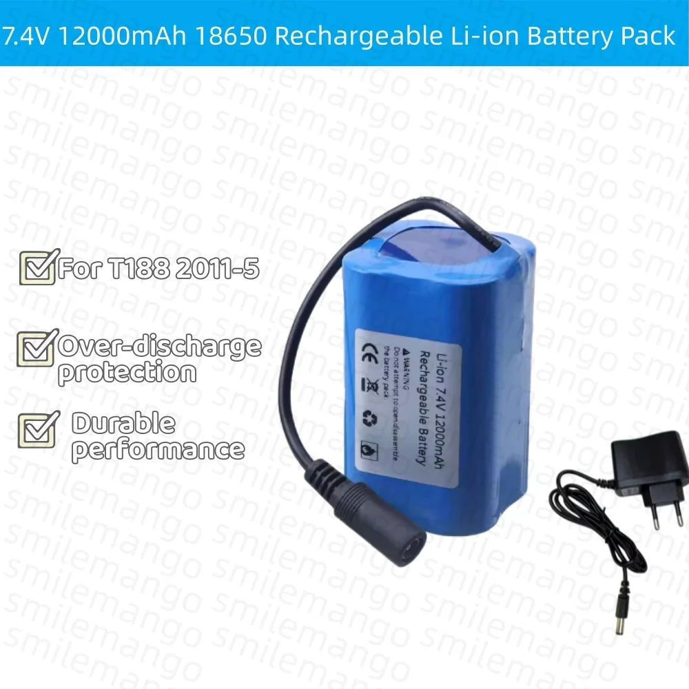 Fish Finder Charger - Batteria 7.4V 12000mAh con Caricatore USB